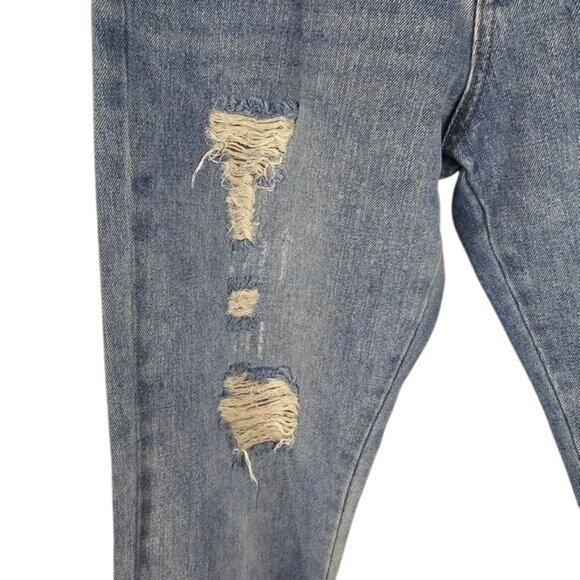 Blank Paige Cotton Jeans Sz L Tapered Leg Distressed Denim Casual High Waist - Picture 3 of 7